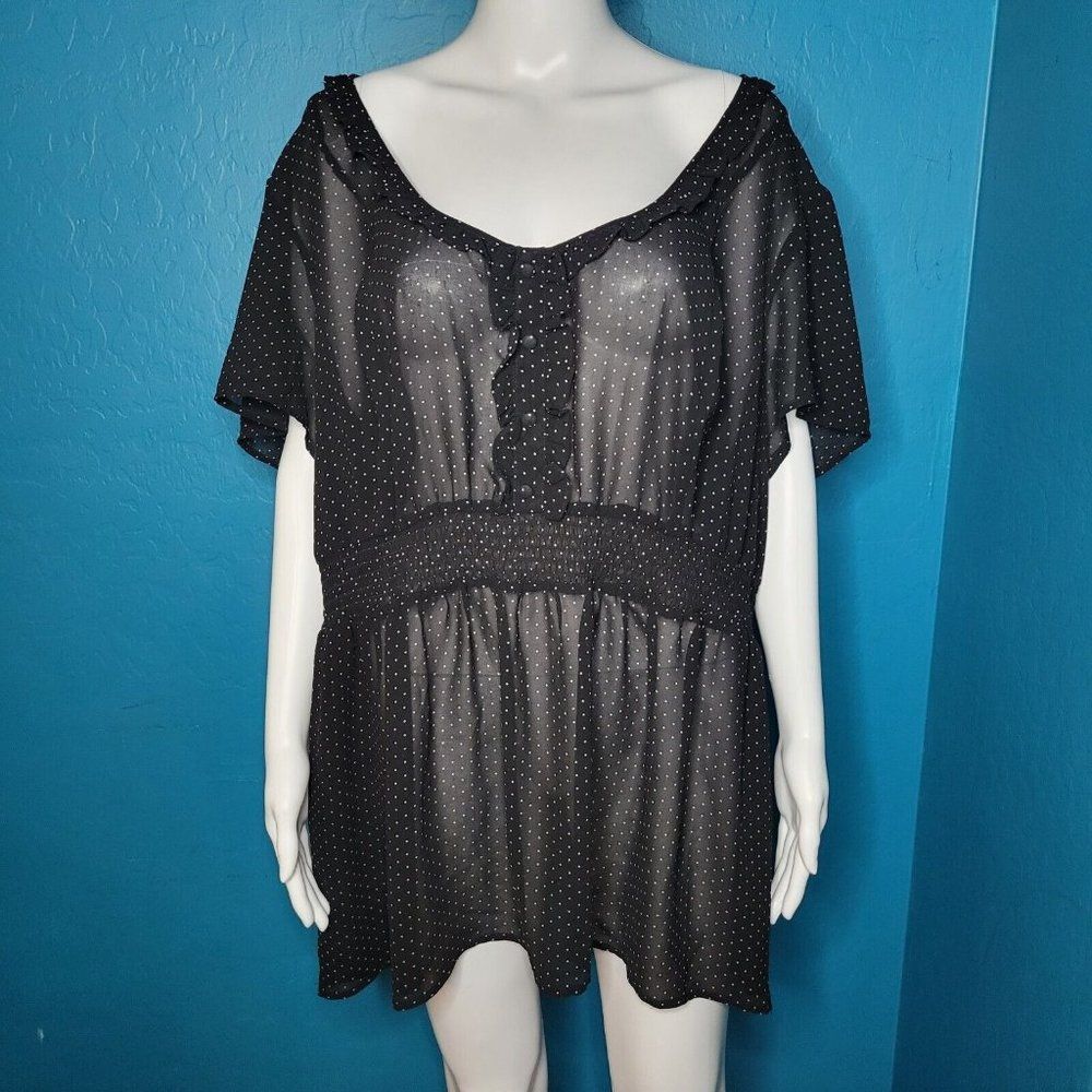 Torrid 4 Black Polka Dot Sheer Night Gown Sleep Shirt